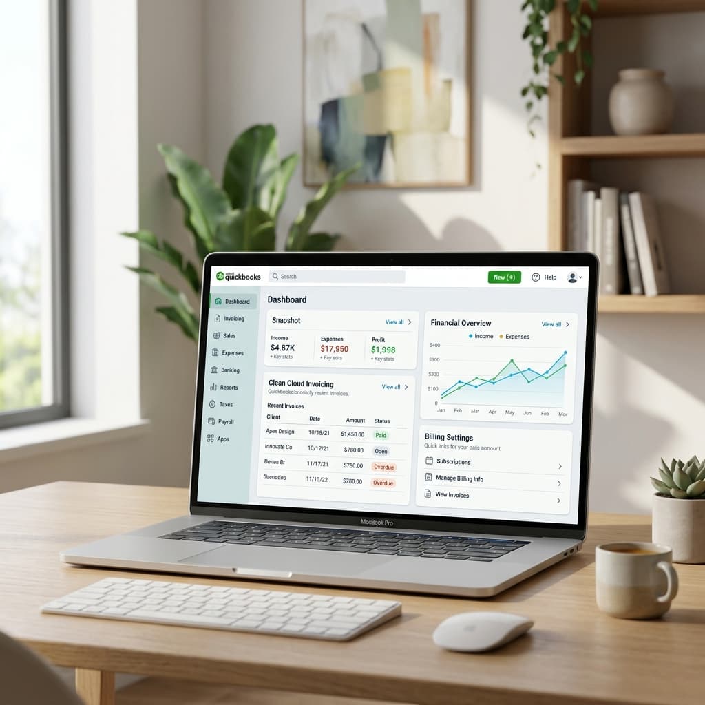 QuickBooks Online Dashboard Mockup