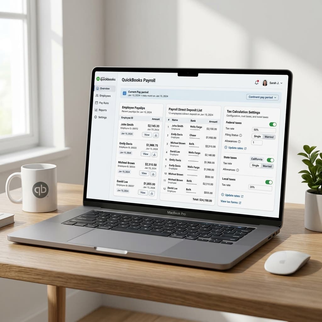 QuickBooks Payroll Dashboard Mockup